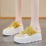 Shoes for women 2025 new thick-soled inner height-enhancing half-slippers