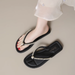 2025 new pearl flip-flops for women summer