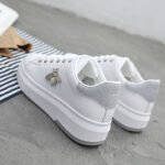 new versatile leather waterproof women's student butterfly sneakers lace-up Korean version versatile white shoes for women - Image 2