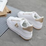 new versatile leather waterproof women's student butterfly sneakers lace-up Korean version versatile white shoes for women - Image 4
