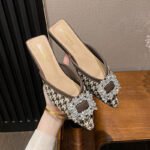 Summer Non-heel Lazy Shoes Women's Pointed Toe Flat Heel Outwear Half-drag Chanel Style Women's Shoes - Image 6