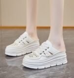 38 SIZE Shoes for women 2025 new thick-soled inner height-enhancing half-slippers