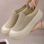 38 SIZE BEIGE shallow-mouth height-increasing shoes, simple soft-soled half-support