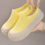 36-40-41 SIZE YELLOW shallow-mouth height-increasing shoes, simple soft-soled half-support