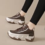 38 SIZE Women’s High-Top Shoes, Korean Style, Versatile Thick-Soled Height-Increasing Sports Shoes