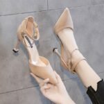 French Socialite High Heels Elegant Girls' 2026 New Spring Pointed Toe Buckle Cat Documentary Shoes Women's Mid-Heel - Image 2